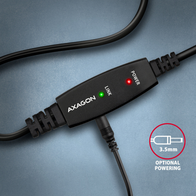 Kabllo USB Axagon ADR-215B, USB-A me USB-B, 15m, e zezë