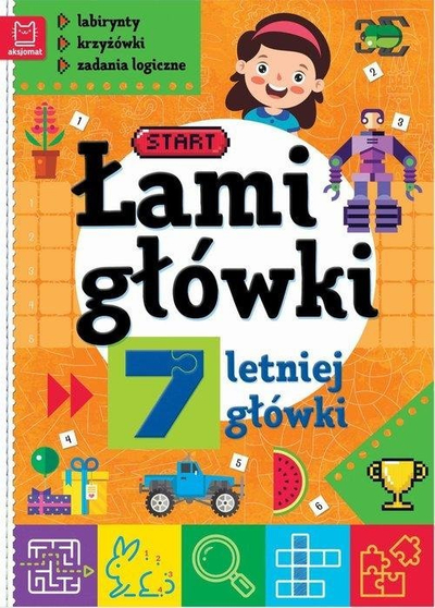 Liber me puzzle “Puzzles for a 7 year old Head”, labirinte, fjalëkryqe, detyra logjike, shumengjyrësh për kalamaj 7 vjeç