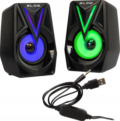 Altoparlantë kompjuteri Blow Computer Speakers 2.0 Balance, USB, LED RGB, të zinj