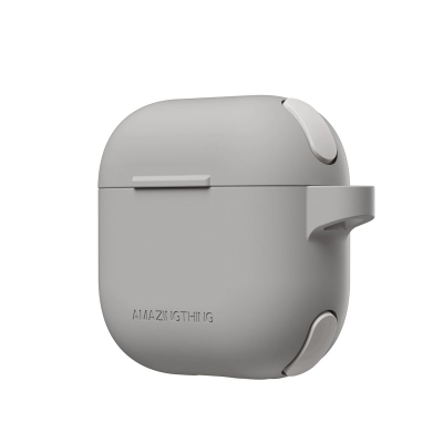 Навлака за слушалки AmazingThing Omni Case за AirPods 4, силиконска, поддршка за безжично полнење, сива