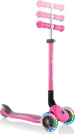 Trotinet Globber Primo Foldable, 3 rrota, me drita LED, rozë e errët