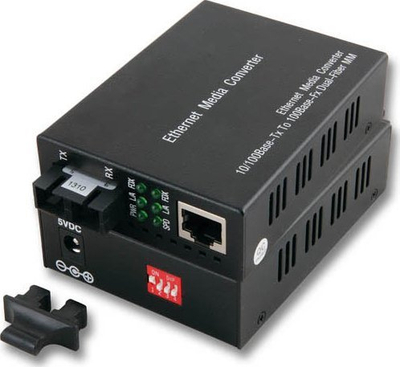 Media konvertues Ethernet EL023V2, RJ45 në SC, 1310nm 2km, i zi
