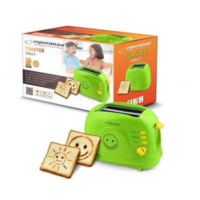 Toaster Esperanza Smiley EKT003, 7 nivele pjekjeje, funksion shkrirje, i bardhë