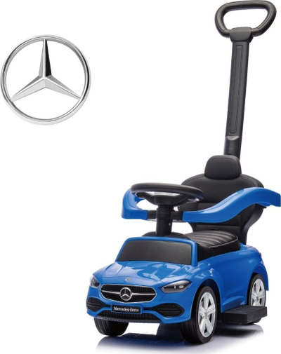 Makinë lodër shtytëse Milly Mally Mercedes C Class Deluxe, sedilje me eko lëkurë, timon me zë borie, e bardhë