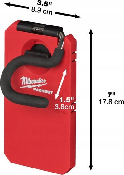 Varëse çeliku Milwaukee PACKOUT Steel Hook, 178mm, kapacitet 6kg, e kuqe