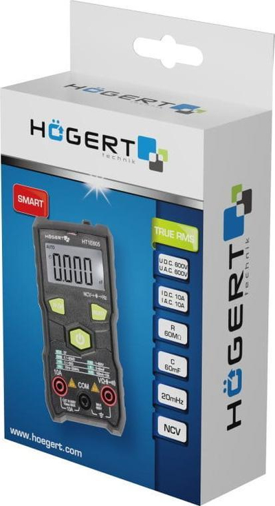 Multimetër dixhital Högert Technik HT1E605, FULL SMART, True RMS, gri