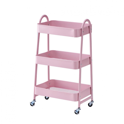 Karrocë organizuese no name Storage Cart, 3 rafte, rozë