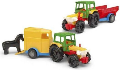 Lodër traktor me rimorkio Wader, 38.5cm, plastikë e qëndrueshme, shumëngjyrëshe