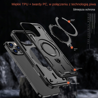 Këllëf telefoni Hybrid Armor Trendy me MagSafe për iPhone 16 Pro Max, mbrojtje hibride, i zi