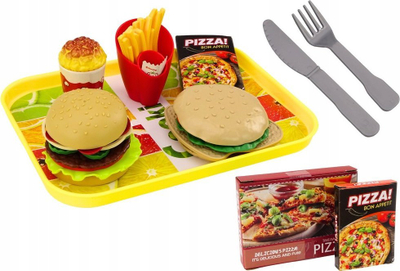 Set lodrash kuzhine Fast Food, 24 pjesë, me pica dhe hamburgerë, shumëngjyrësh
