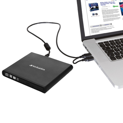 Надворешен записувач Verbatim 98938, USB, тенок CD DVD, црн