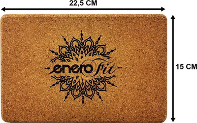 Bllok yoga Enero Fit Cork Yoga Block, tapë natyrale, mandala, kafe