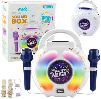 Karaoke set për fëmijë, 2 mikrofonë, altoparlant Bluetooth me LED, shumëngjyrëshe
