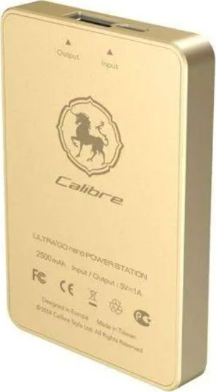 Powerbank Calibre Ultra Mini, 2500mAh, karikim i shpejtë, ngjyrë gold