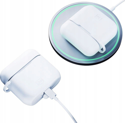 Kutí silikoni 3MK për AirPods 3rd Gen, me karabinë, e bardhë