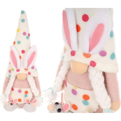 Figurë dekori Saska Gift and Decor Gnome Dwarf Bunny, 25 cm, pranverë Pashkë, shumëngjyrëshe