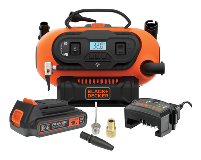 Kompresor ajri Black&Decker BDBDCINF18N, 18V, ekran digjital, portokalli