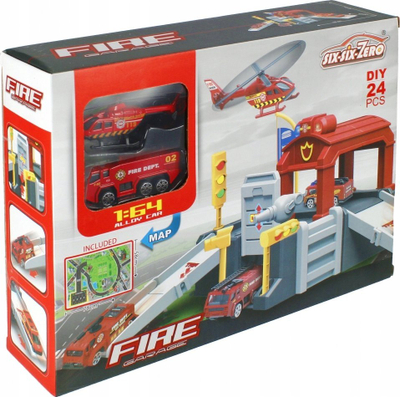 Set parkimi zjarrfikësash Mega Creative Fire Brigade, 24 pjesë, me aksesorë, shumëngjyrësh