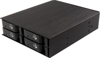 Enkllozh për disqe SilverStone SST-FS204B, 4x 2.5", 5.25", SATA 3, i zi