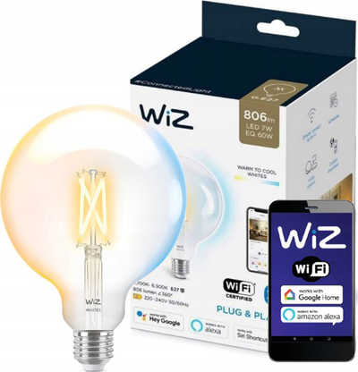 Llambë smart WiZ Tunable White G125, E27, 100W ekuivalente, WiFi, e bardhë e rregullueshme