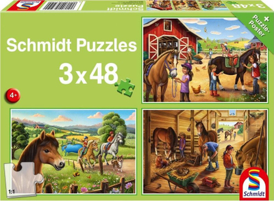 Puzzle për fëmijë Schmidt Spiele My Favorite Horses, set 3x48 copë, shumëngjyrëshe