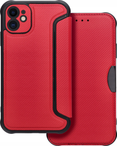 Kabull telefoni Razor Book për iPhone 11, me kapak, me xhep kartash, i kuq