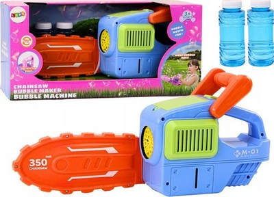 Makine flluskash Blue Chainsaw, si sharre, me 2 shishe lëng flluskash, blu