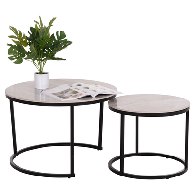 Set tavolina ndihmëse HomeMarkt Talos, rrethore, metal, 70cm, gri
