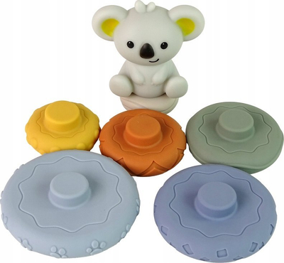 Lodër piramidë për bebe Leantoys Koala, 6 unaza, shumëngjyrëshe
