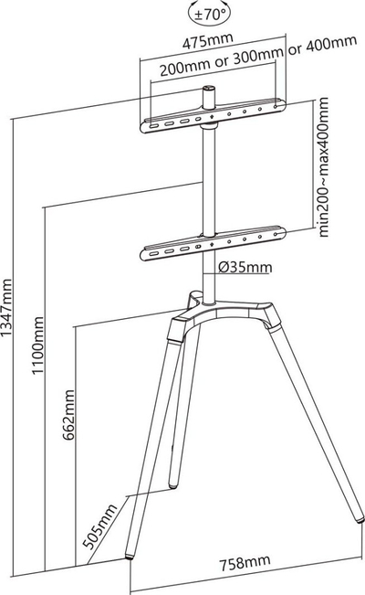 Qendër dyshemeje për TV Nedis TV Floor Stand, 50-65", 35kg, e bardhë