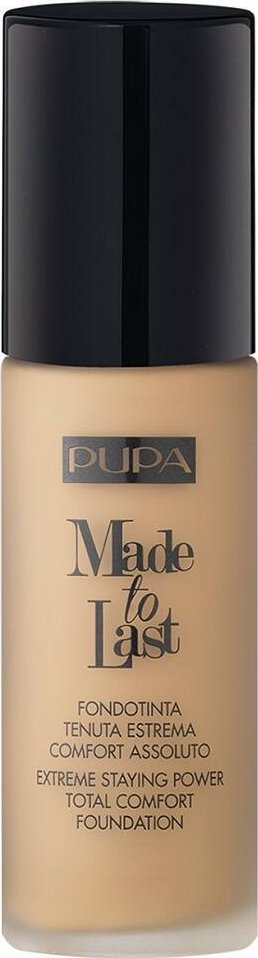Fondatinë Pupa Made to Last SPF 10, 30 ml, mbulim i plotë, nuanca 003 Dark Ivory