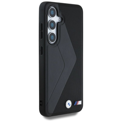 Këllëf telefoni BMW MagSafe Leather për Samsung Galaxy S25, lëkurë natyrale, i zi