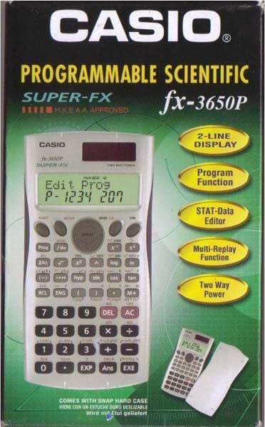 Kalkulator shkencor Casio FX 3650P, me programim, me ekran me dy rreshta, i bardhë