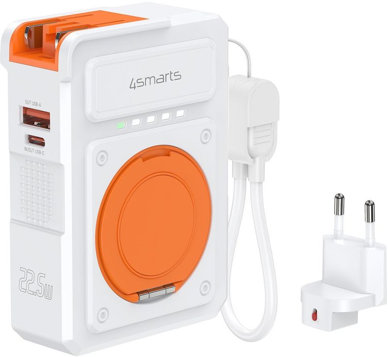 Power bank 4smarts 6in1 Hybrid Charger Lucid, 10000mAh, 22.5W, i bardhë portokalli