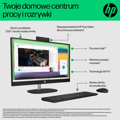 Kompjuter All-in-One HP 24-cr0015nw, i3-N300, 23.8" FHD, 8GB/256GB, i bardhë