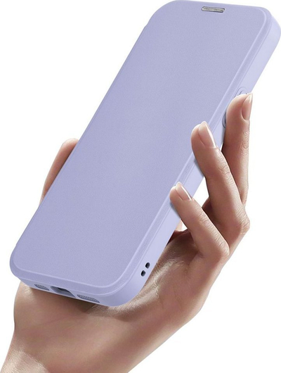 Këllëf telefoni DUXDUCIS Skin X Pro MagSafe për iPhone 15 Plus, lëkurë eko, me kapak, lejla