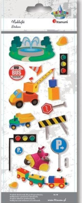 Ngjitëse 3D Titanum Convex Soft Stickers Construction Vehicles, set 16 copë, shumëngjyrëshe