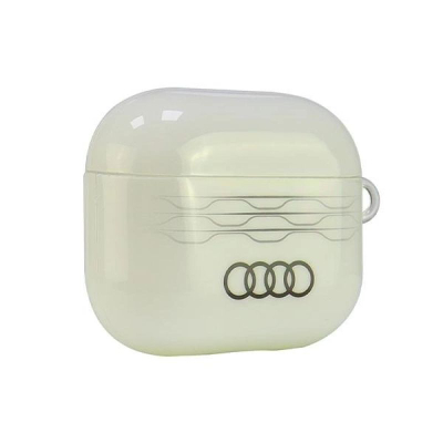 Mbulesë për AirPods 3 Audi IML Geometric Pattern, dizajn me logo, e bardhë