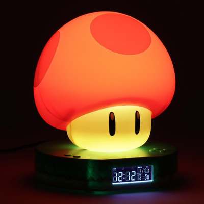 Orë dixhitale alarmi Super Mario Mushroom DgAlrmClk 62, ekran dixhital, si kërpudhë e lojës, me shumë ngjyra
