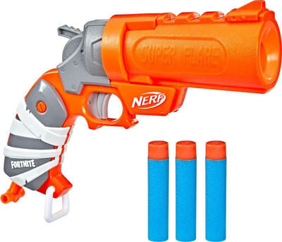 Lodër pistoletë Nerf Fortnite Super Flare, 3 fishekë shkumë, mekanizëm break open, portokalli
