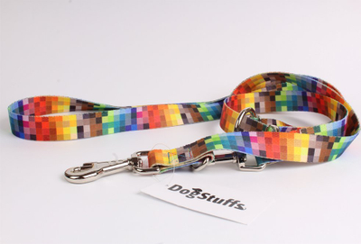Leckë e rregullueshme për qen DogStuffs Pixels, 20mm, 220cm, shumëngjyrëshe
