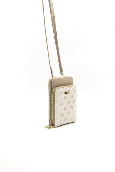 Çantë telefoni Silver&Polo, argjendtë/bezhë