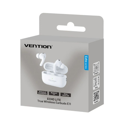 Слушалки TWS Vention Echo Lite E11, Bluetooth 5.4, 30 часа батерија, бели