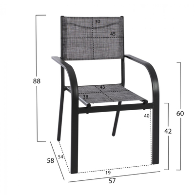 Set Tavolinë 150×90 cm + 6 karrige textilene,"HM11532.01", gri