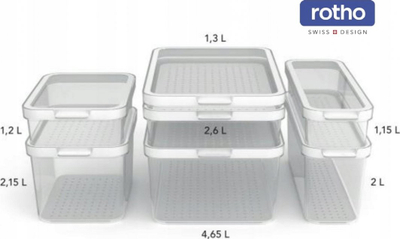 Organizues frigoriferi Rotho Cauma, 1.2L, plastikë transparente, i bardhë