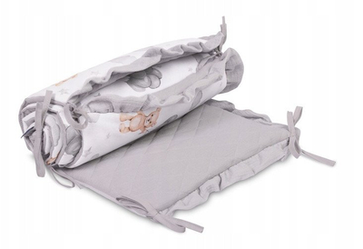 Mbrojtëse krevati për bebe Baby Matex Muslin Teddy, 3 panele, gri