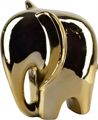 Figurë dekorative Lumarko Elephant, qeramike, 15x13x16.4cm, ngjyrë e artë