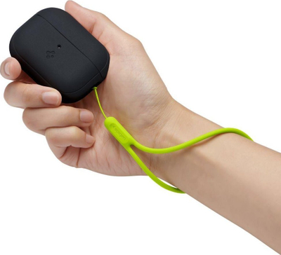 Mbulesë silikoni Spigen Silicone Fit Strap për Apple AirPods Pro 1 dhe 2, me rrip për ta mbajtur, e zezë
