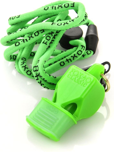 Свирче за безбедност Fox 40 CMG Safety Classic 9603-1408, без топче, со силиконска писка, зелено