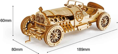 Puzzle maket makine Rolife ROEMC401, V8 Grand Prix, shkalla 1:16, dru natyral